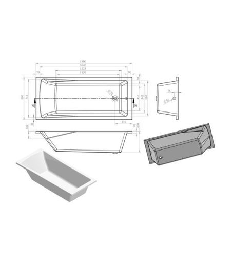 Mercury Round Single End 1800x800x550mm 0TH Bath w/Legs