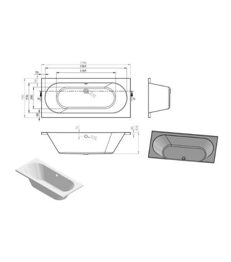 Mercury Round Double End SUPERCAST 1700x750x550mm 0TH Bath w/Legs