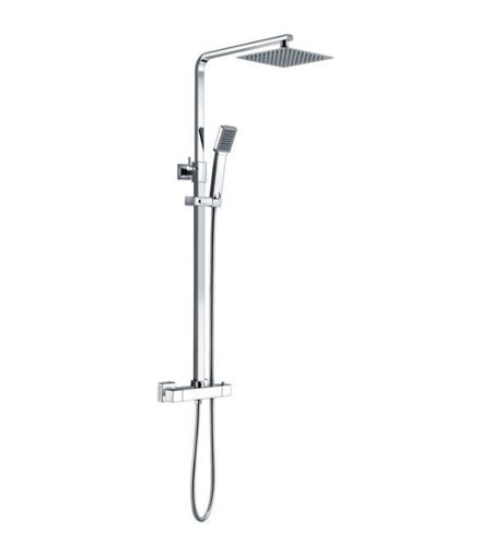 Corrie Square Thermostatic Bar Mixer w/Riser Kit - Chrome