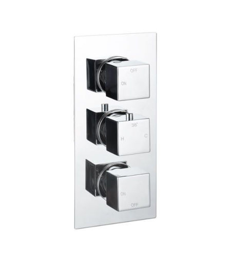 Commercial Thermostatic Two Outlet Triple Shower Valve - Chrome