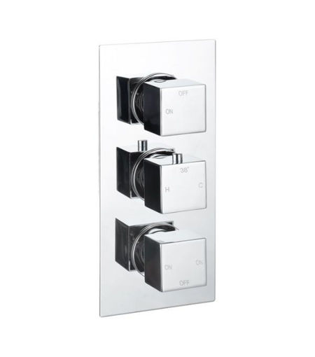 Commercial Thermostatic Three Outlet Triple Shower Valve - Chrome