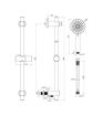 Round Premium Slider Rail Kit w/Elbow & 3 Mode Handset