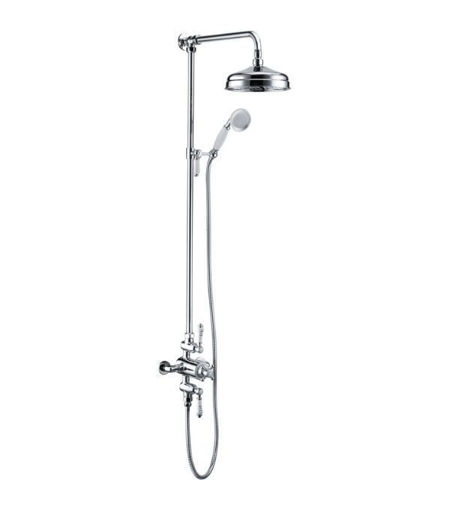 Hardwick Traditional Exposed Two Outlet Shower Valve w/Riser Kit & Overhead - Chrome