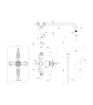 Hardwick Traditional Exposed Two Outlet Shower Valve w/Riser Kit & Overhead - Chrome