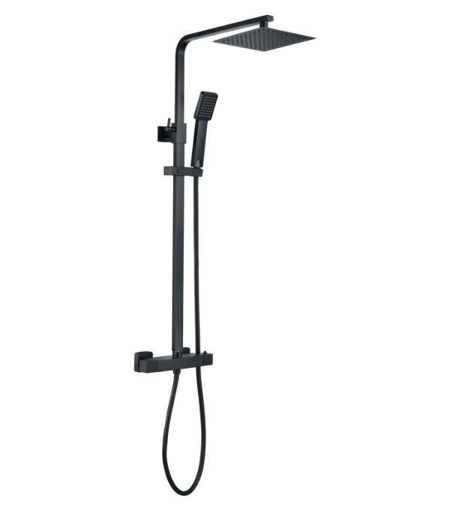 Square Thermostatic Bar Mixer w/Riser Kit - Matt Black