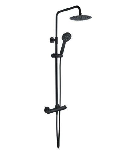 Round Thermostatic Bar Mixer w/Riser Kit - Matt Black