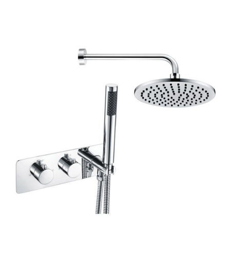 Bluebell Shower Pack One - Two Outlet Twin Shower Valve w/Handset & ABS Overhead - Chrome