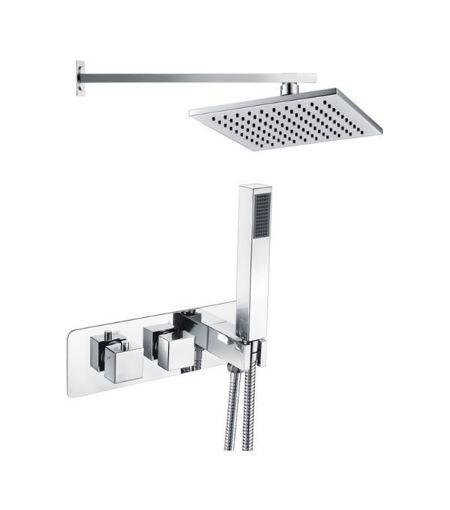 Byron Shower Pack One - Two Outlet Twin Shower Valve w/Handset & ABS Overhead - Chrome