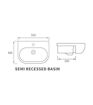 Lilac 555x435mm 1TH Semi Recessed Basin