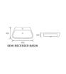 Nightingale 495x415mm 1TH Semi Recessed Basin