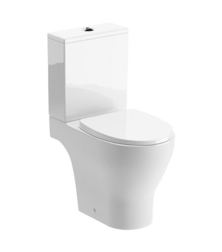 Lilac Rimless Short Projection Close Coupled Open Back WC & Soft Close Seat