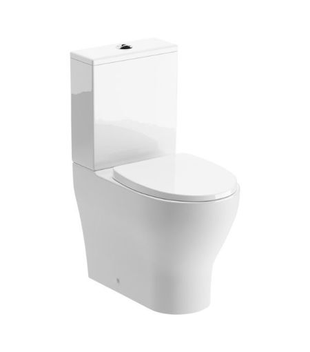 Lilac Rimless Short Projection Close Coupled Fully Shrouded WC & Soft Close Seat