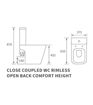 Nightingale Rimless Close Coupled Open Back Comfort Height WC & Soft Close Seat