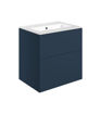 Stanwell 610mm Wall Hung 2 Drawer Basin Unit & 1TH Basin - Matt Deep Blue