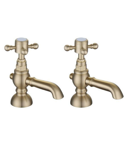 Taylor Basin Pillar Taps - Brushed Brass