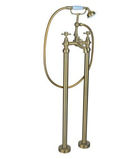 Taylor Floor Standing Bath/Shower Mixer & Shower Kit - Brushed Brass