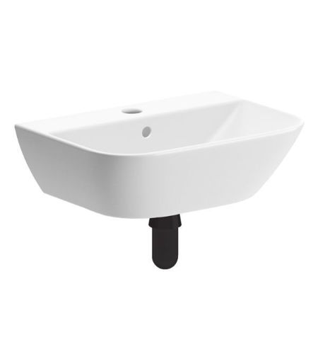 Cedar 450x320mm 1TH Cloakroom Basin & Black Bottle Trap