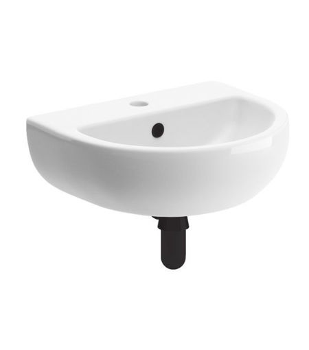 Thorny 450x400mm 1TH Cloakroom Basin & Black Bottle Trap