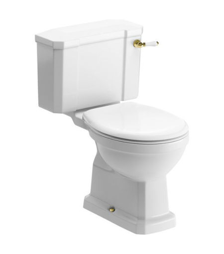 Kingfisher Close Coupled WC & Soft Close Seat w/Brushed Brass Finishes