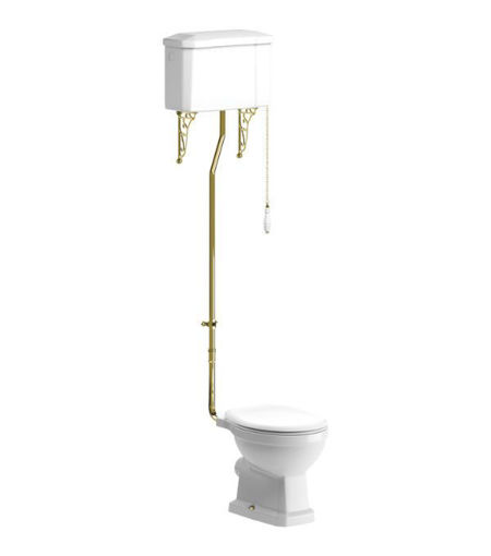 Kingfisher High Level WC & Soft Close Seat w/Brushed Brass Finishes