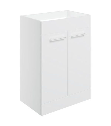 Avon 590mm Floor Standing 2 Door Basin Unit (No Top) - White Gloss