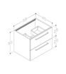 Avon 590mm Wall Hung 2 Drawer Basin Unit (No Top) - Grey Gloss