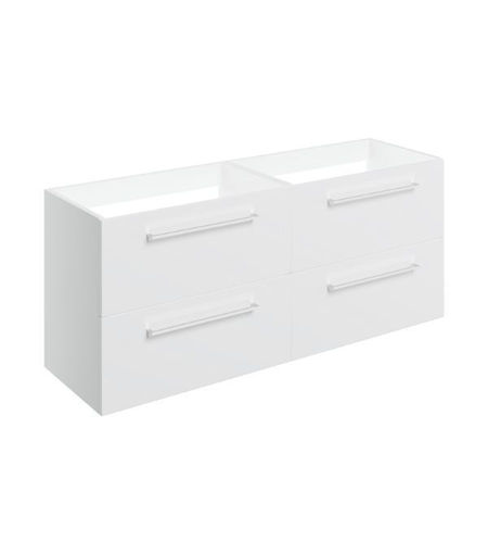 Avon 1180mm Wall Hung 2 Drawer Basin Unit Run (No Top) - White Gloss