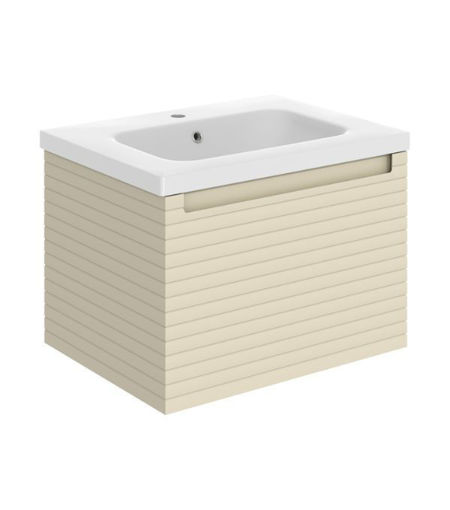 Salisbury 615mm Wall Hung 1 Drawer Basin Unit & 1TH Basin - Matt Cotton