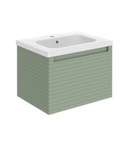 Salisbury 615mm Wall Hung 1 Drawer Basin Unit & 1TH Basin - Matt Willow Green