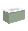 Salisbury 815mm Wall Hung 1 Drawer Basin Unit & Basin - Matt Willow Green