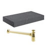 Naseby 800mm Wall Hung Grey Marble Basin Shelf & Brushed Brass Bottle Trap