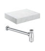 Naseby 600mm Wall Hung White Marble Basin Shelf & Chrome Bottle Trap