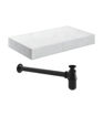 Naseby 800mm Wall Hung White Marble Basin Shelf & Black Bottle Trap