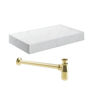 Naseby 800mm Wall Hung White Marble Basin Shelf & Brushed Brass Bottle Trap