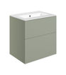 Stanwell 610mm Wall Hung 2 Drawer Basin Unit & 1TH Basin - Matt Olive Green