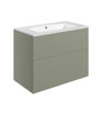 Stanwell 815mm Wall Hung 2 Drawer Basin Unit & 1TH Basin - Matt Olive Green