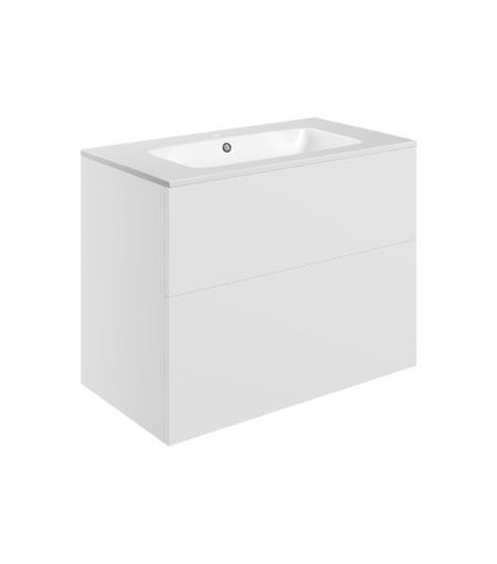 Stanwell 815mm Wall Hung 2 Drawer Basin Unit & 1TH Basin - Matt White