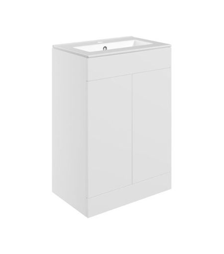 Stanwell 610mm Floor Standing 2 Door Basin Unit & 1TH Basin - Matt White