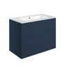 Stanwell 815mm Wall Hung 2 Drawer Basin Unit & 1TH Basin - Matt Deep Blue