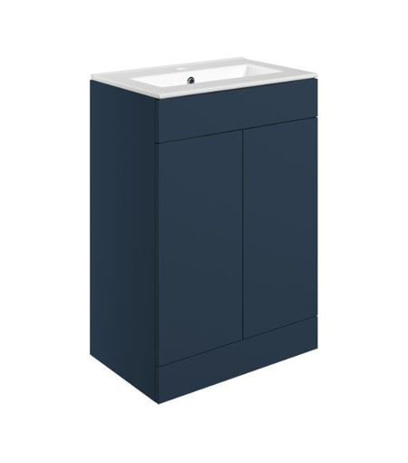 Stanwell 610mm Floor Standing 2 Door Basin Unit & 1TH Basin - Matt Deep Blue