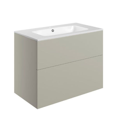 Stanwell 815mm Wall Hung 2 Drawer Basin Unit & 1TH Basin - Matt Latte