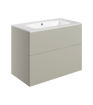 Stanwell 815mm Wall Hung 2 Drawer Basin Unit & 1TH Basin - Matt Latte