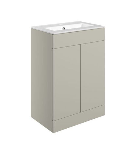 Stanwell 610mm Floor Standing 2 Door Basin Unit & 1TH Basin - Matt Latte
