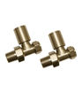 Patterned Brushed Brass Radiator Valves - Straight