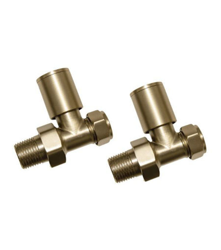 Patterned Brushed Brass Radiator Valves - Straight