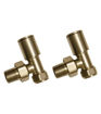 Patterned Brushed Brass Radiator Valves - Angled