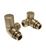 Patterned Brushed Brass Radiator Valves - Corner
