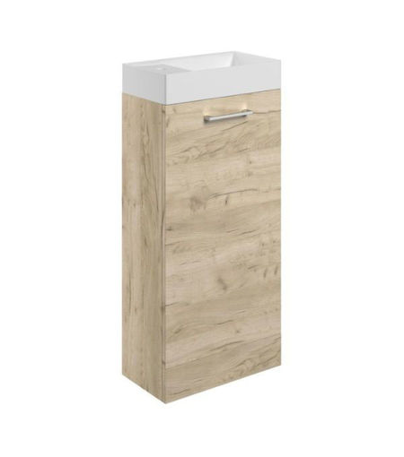 Avon 410mm Floor Standing 1 Door Basin Unit & 1TH Basin - Oak
