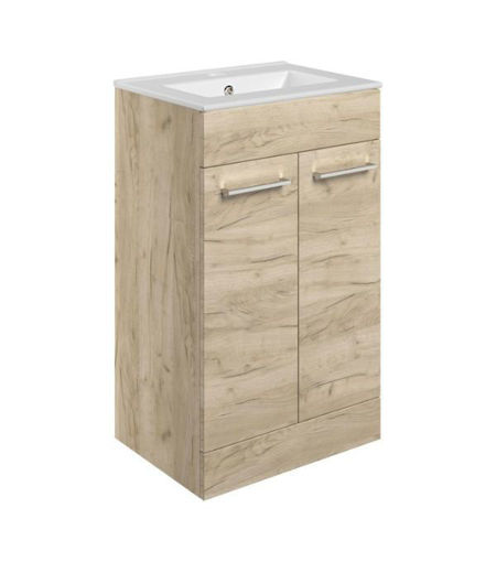 Avon 510mm Floor Standing 2 Door Basin Unit & 1TH Thin Edge Basin - Oak