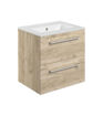 Avon 510mm Wall Hung 2 Drawer Basin Unit & 1TH Thin Edge Basin - Oak